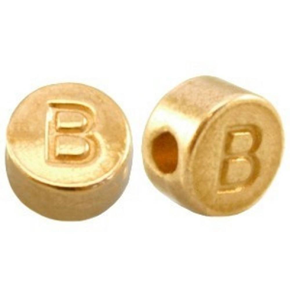 Sadingo Buchstabenperlen gold, DQ Metall, 7mm, Perlen Armband