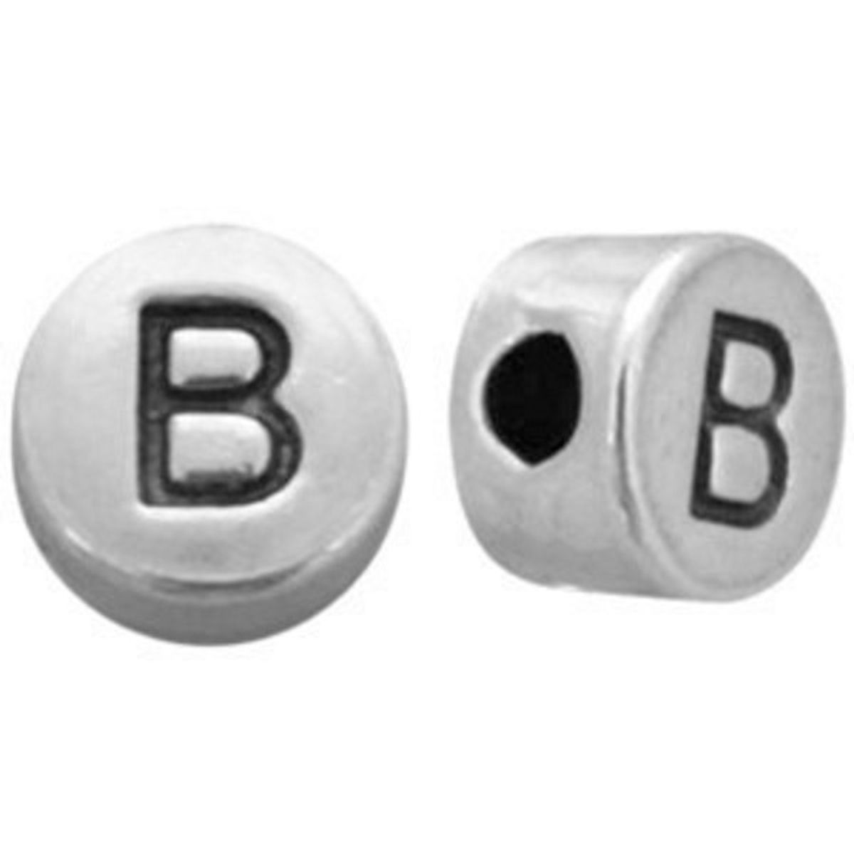 Sadingo Buchstabenperlen silber, DQ Metall, 7 mm rund