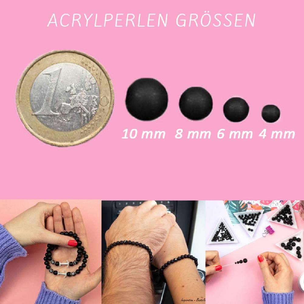 Sadingo Acrylperlen matt Schwarz 4,6,8,10 mm Saisonschlussverkauf