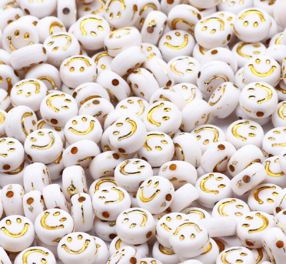 Sadingo Acrylperlen Smiley | 100 Stück, 7mm