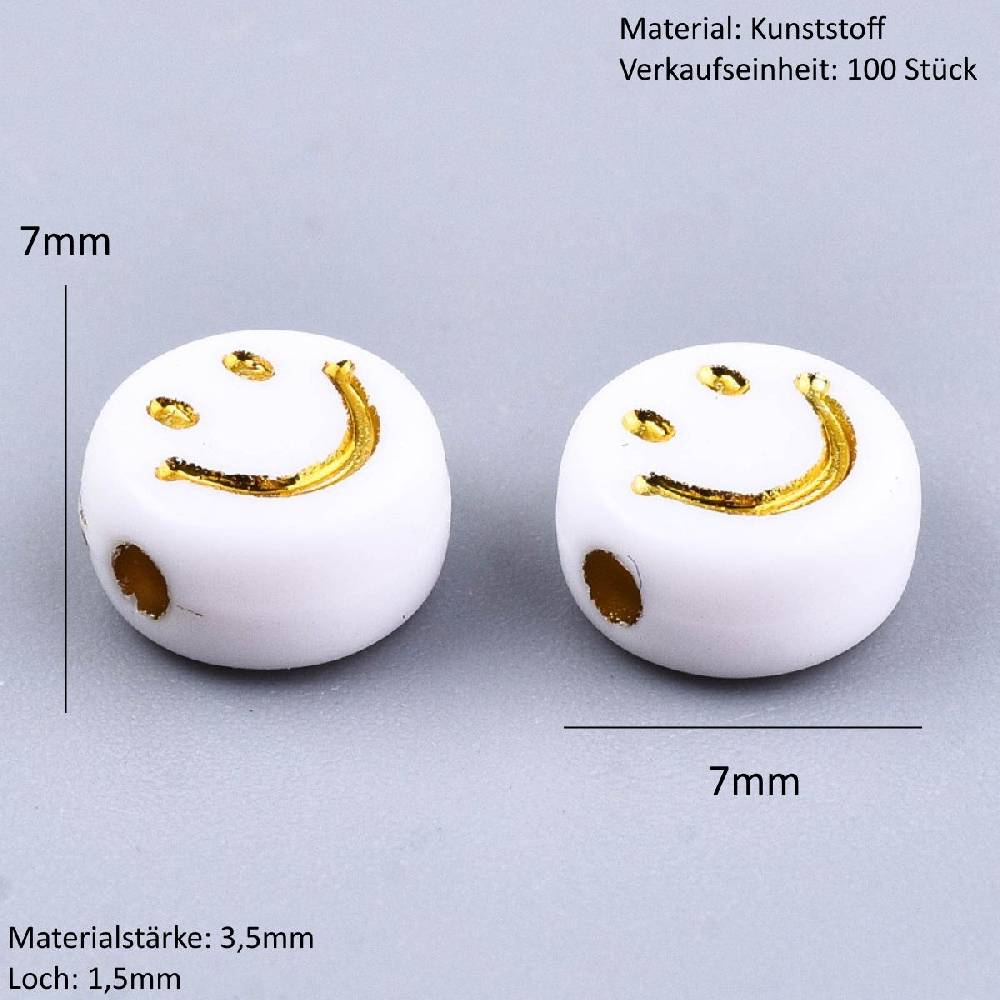 Sadingo Acrylperlen Smiley | 100 Stück, 7mm Jubiläumsangebot