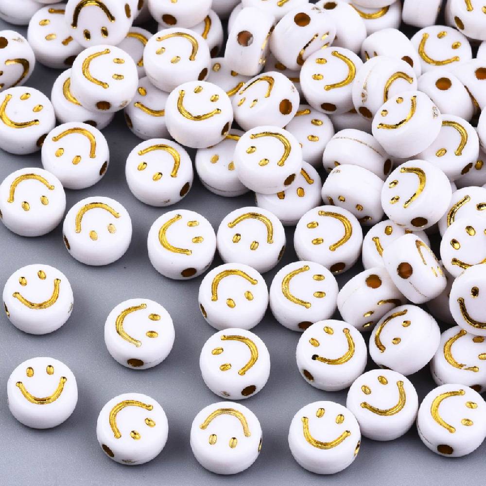Sadingo Acrylperlen Smiley | 100 Stück, 7mm Jubiläumsangebot