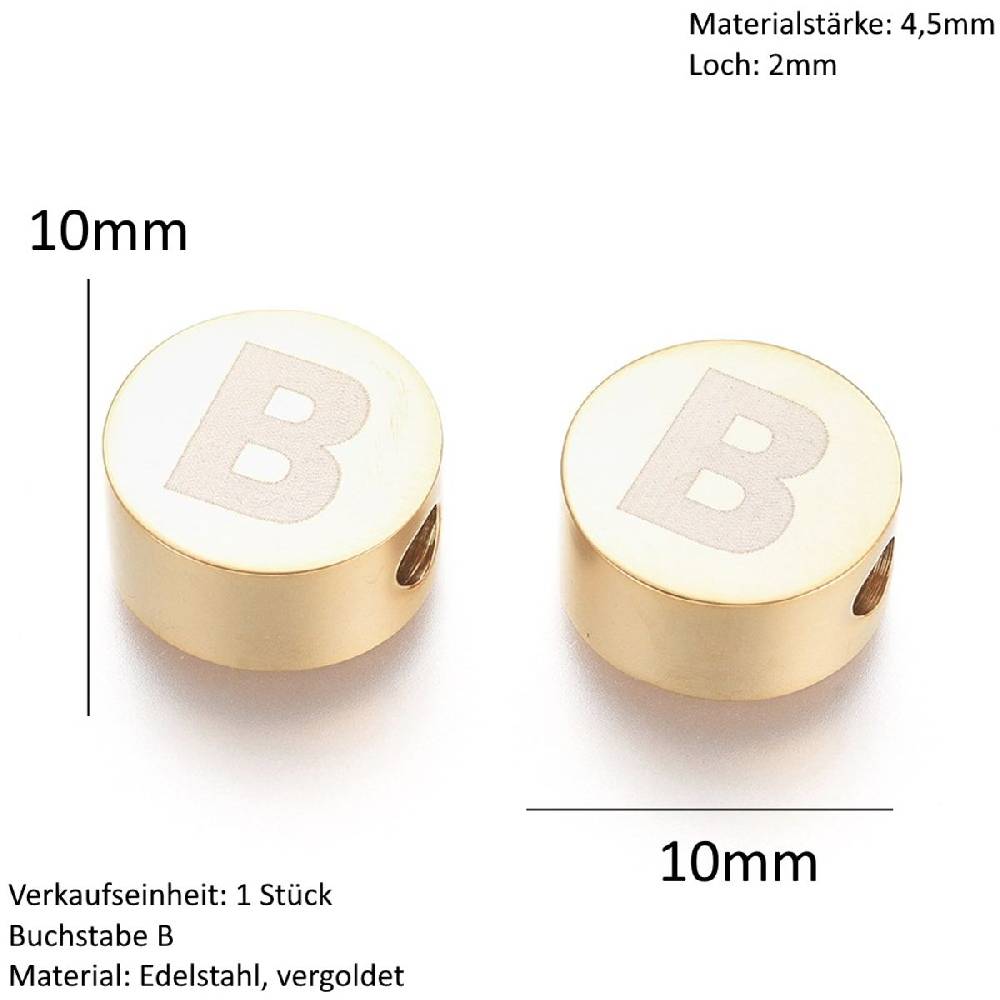 Sadingo Buchstabenperlen aus Edelstahl in Gold Lagerräumung