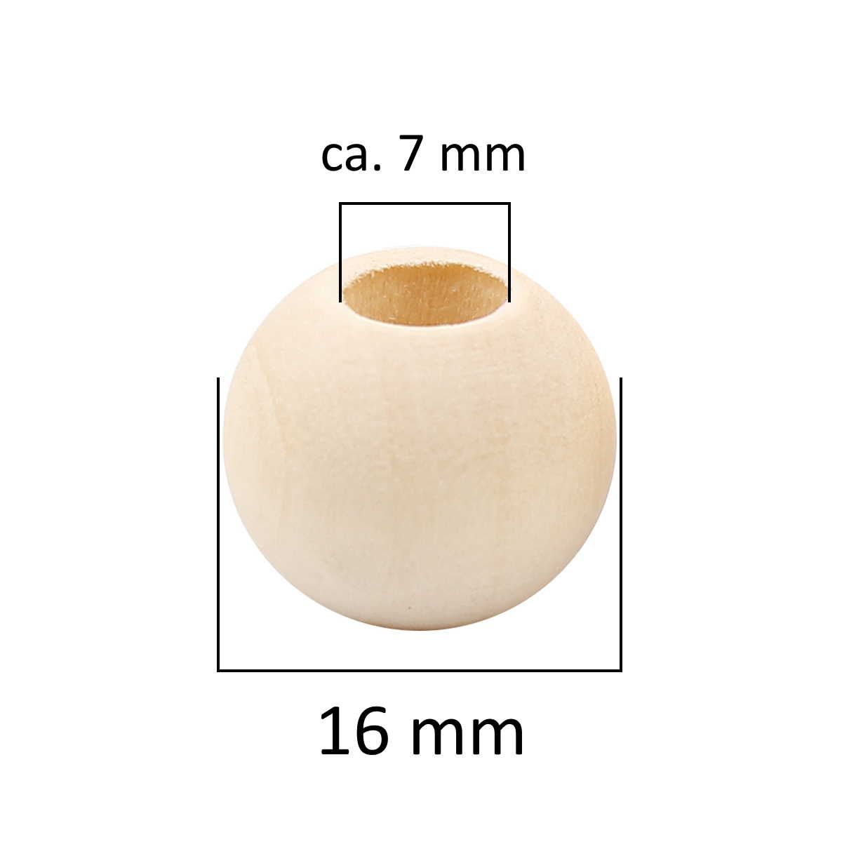Sadingo Holzperlen Natur mit Loch, 10mm bis 20mm Große Rabatte