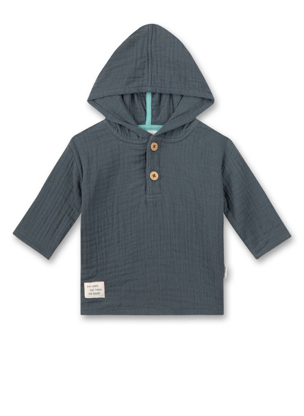 Sanetta Jungen-Langarmshirt mit Kapuze Dunkelblau aus Musselin Kostenloser Versand international