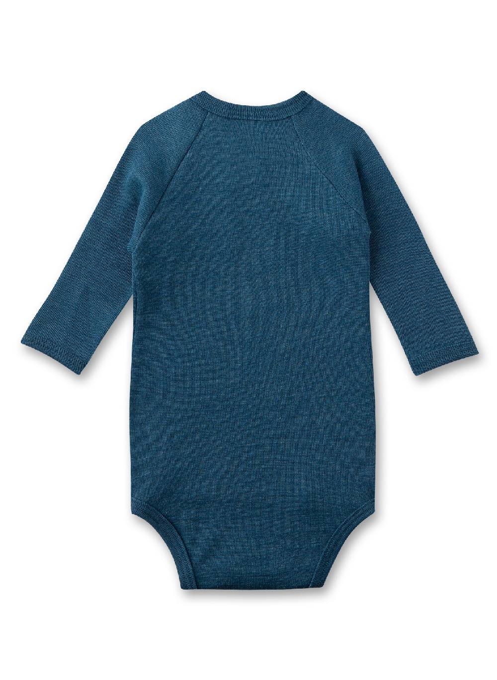 Sanetta Wickelbody langarm Blau aus Merinowolle & Seide Letzte 3 Tage