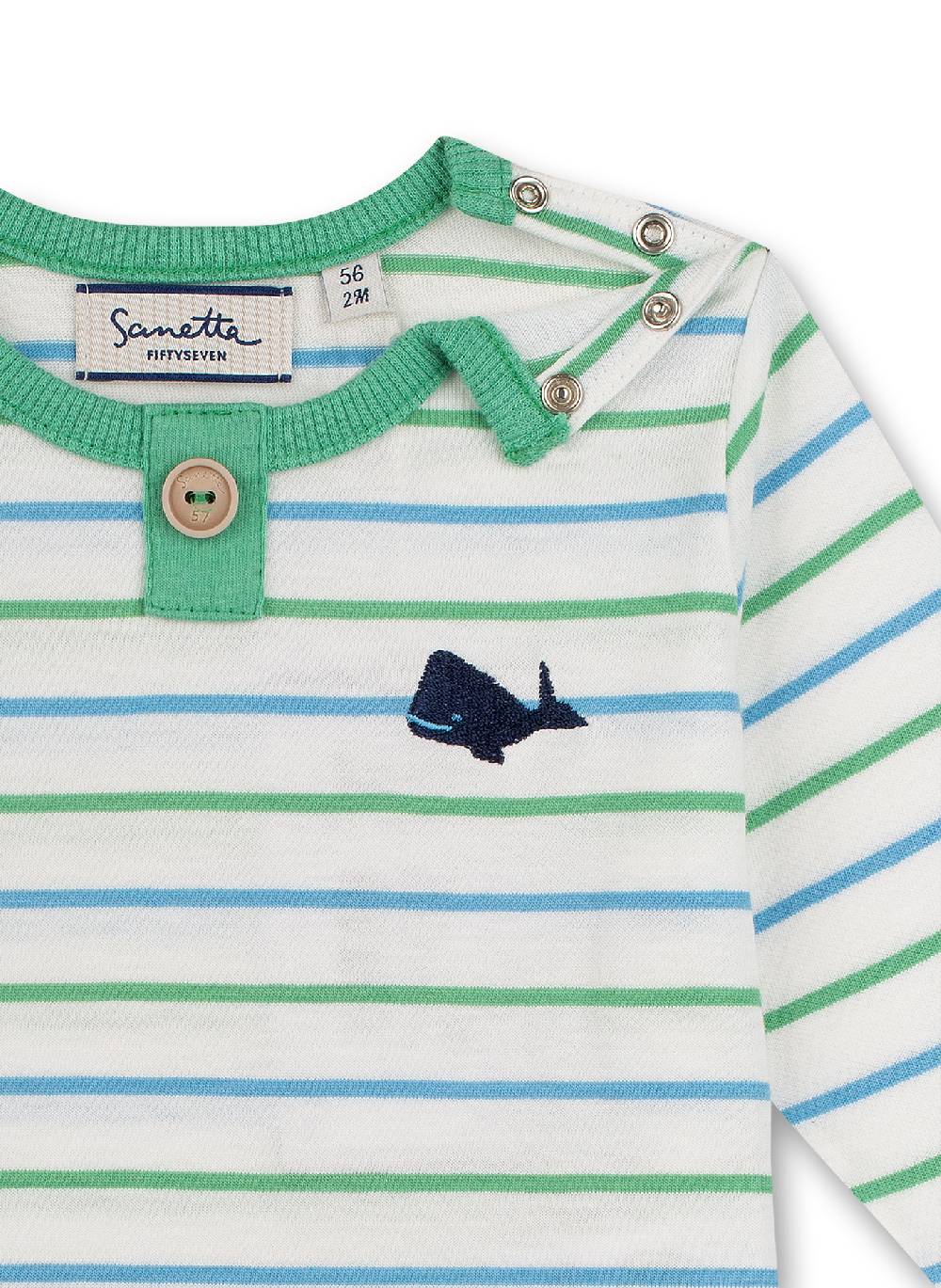 Sanetta Jungen-Shirt langarm Off-White Ringel Little Whale Vierteljährliche Förderung