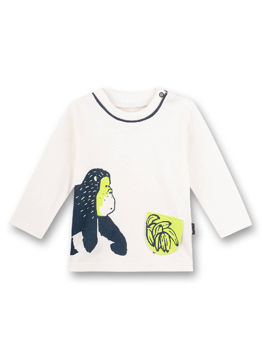 Sanetta Jungen-Shirt langarm Off-White Monkey Funky Preisnachlass