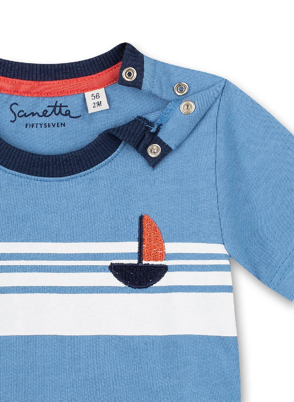 Sanetta Jungen T-Shirt Blau Little Lobster Letzter Tag