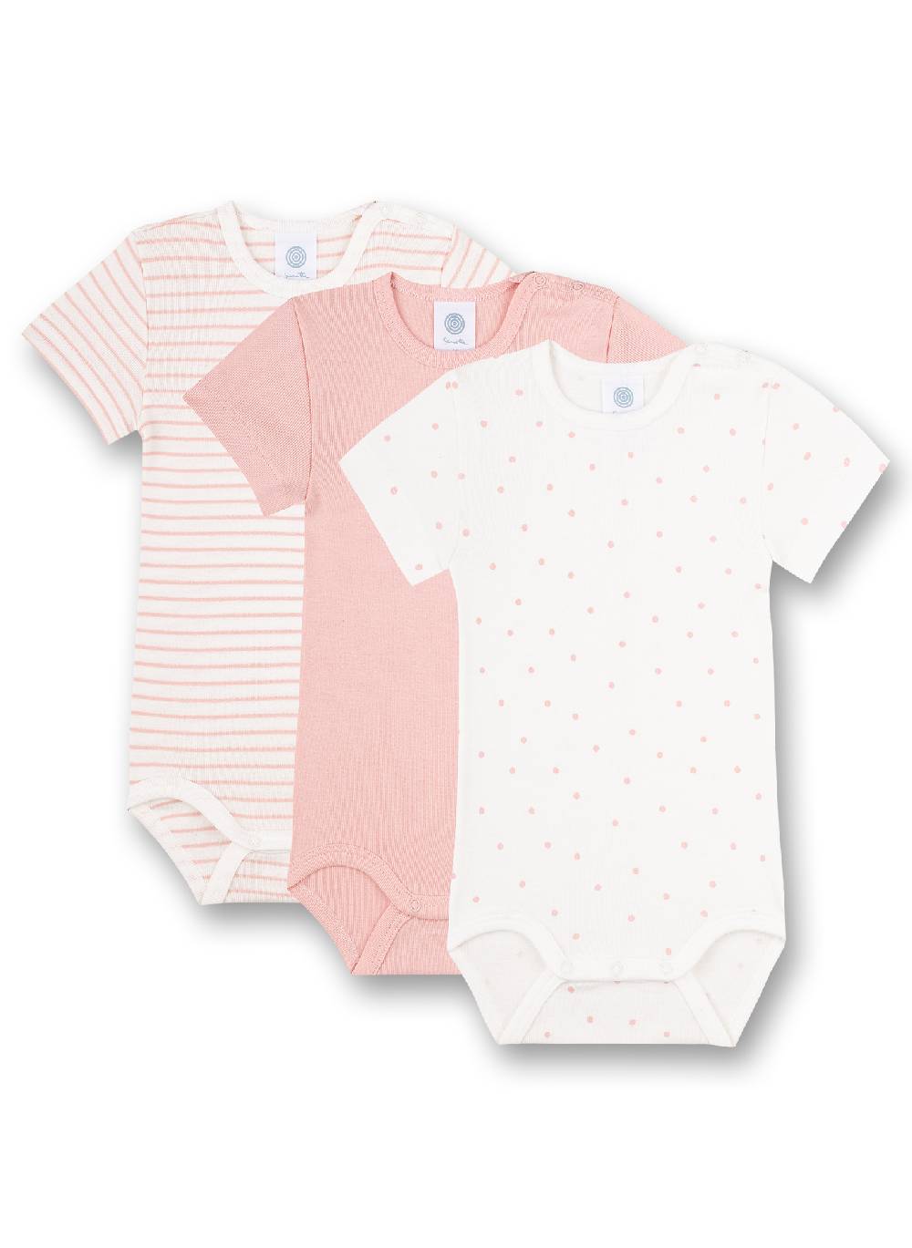 Sanetta Body kurzarm (Dreierpack) Weiß Dots Rosa und Rosa Ringel Bis zu 55% Rabatt