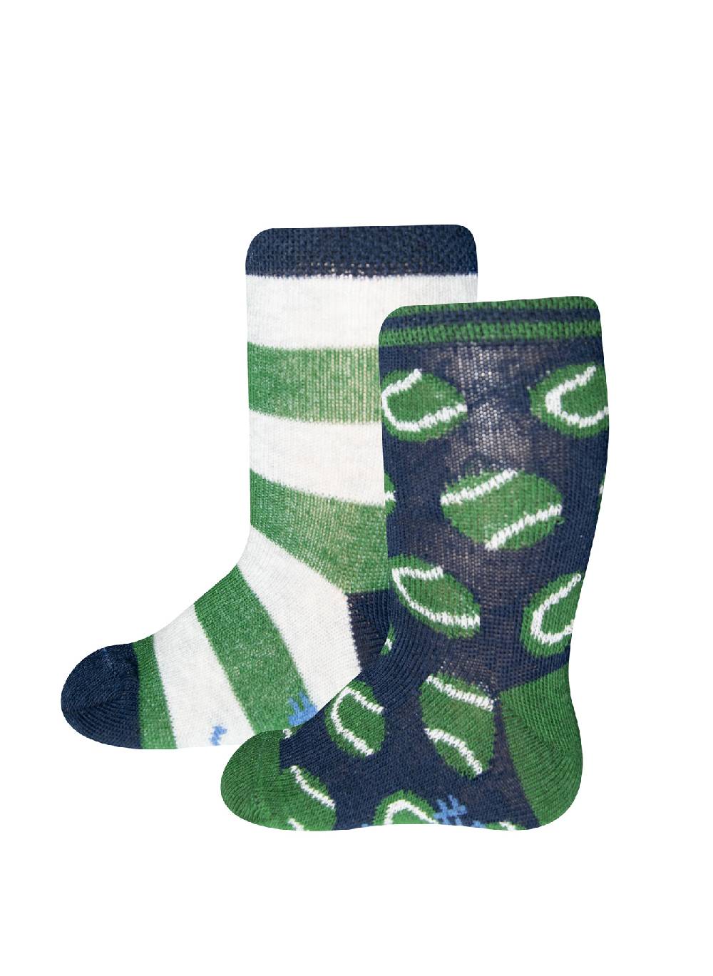 Sanetta Jungen-Socken (Doppelpack) Dunkelblau und Grün-geringelt Cyber Monday