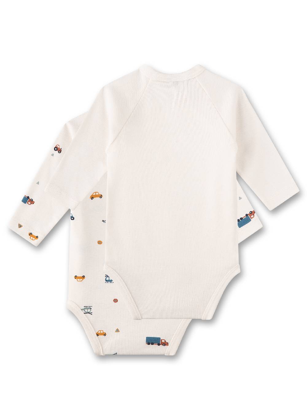 Sanetta Wickelbody langarm (Doppelpack) Beige und Beige mit Fahrzeugen Hotsell