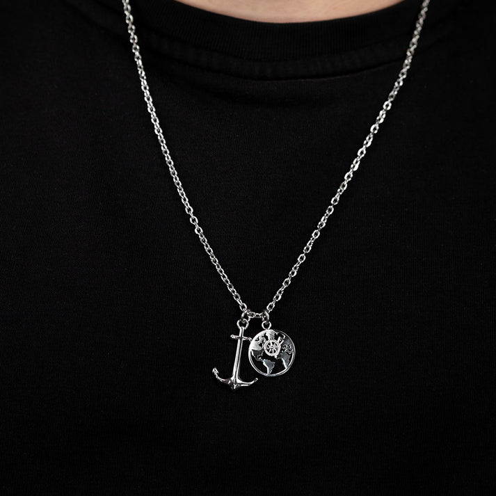 ﻿Save Brave Ankerkette mit Anhängern Anchorworld - Farbe Silber Heißer Verkauf