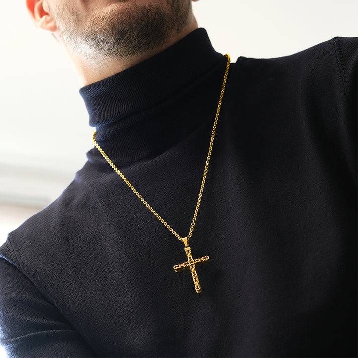 Save Brave Goldene Ankerkette Dan mit Anhänger Kreuz Top Angebot