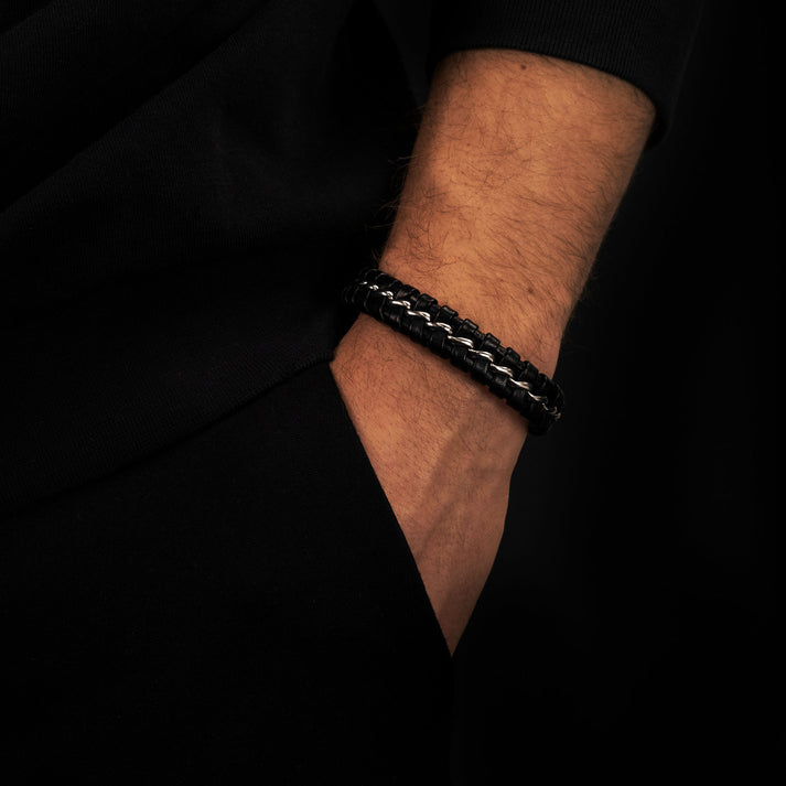 Save Brave Armband Lima aus geflochtenem Leder & Edelstahl Rabatte dieses Monats