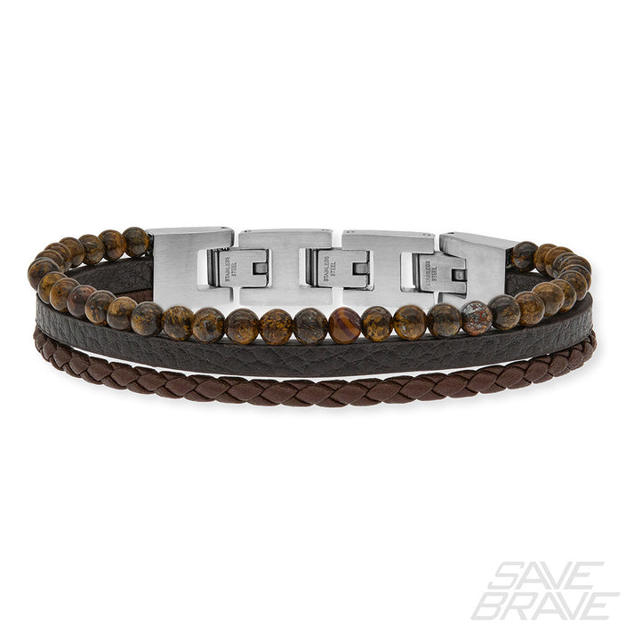 Save Brave Armband Tyler aus Leder & Onyxperlen 2025