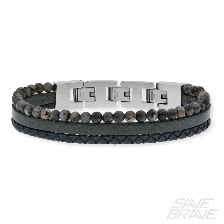 Save Brave Armband Tyler aus Leder & Onyxperlen 2025