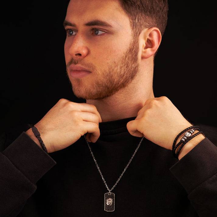 Save Brave Lederarmband Aaron mit Carbonperlen Auslauf