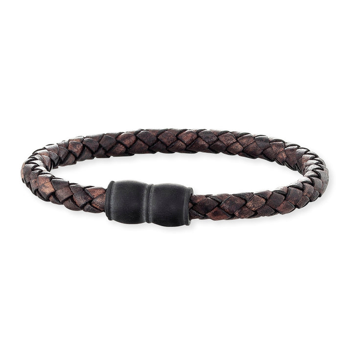 Save Brave Lederarmband Aaron mit Carbonperlen Auslauf