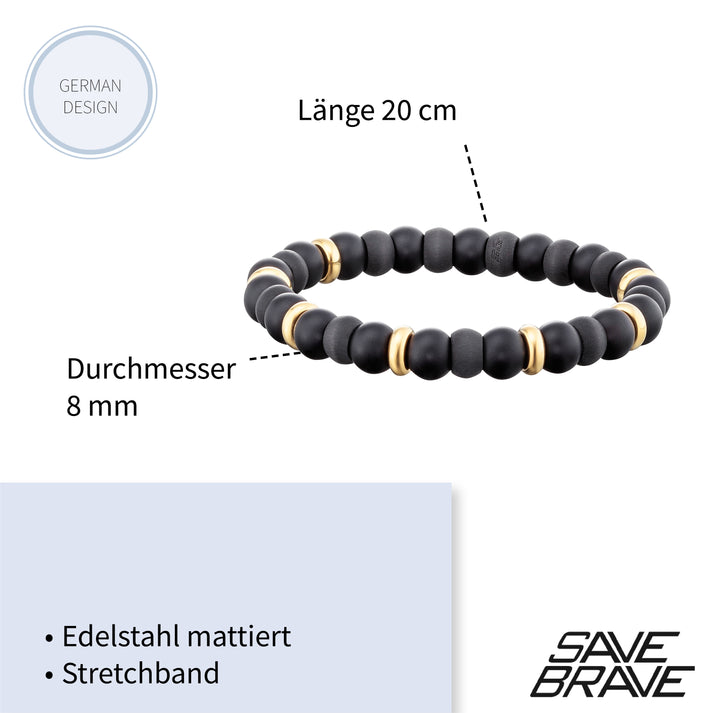 Save Brave Perlenarmband Russell mit Carbon & Edelstahl Fabrik Onlineshop
