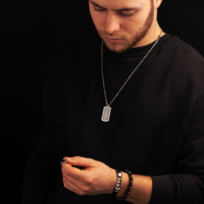 Save Brave Doppeltes Lederarmband Frank mit schwarzen Zirkoniasteinen Flash Sale