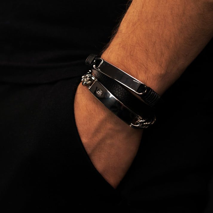 Save Brave Doppeltes Lederarmband Mason mit Edelstahl Zeitlich begrenztes Angebot
