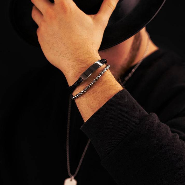 Save Brave Doppeltes Armband Oliver aus Edelstahl & Leder Super Sparpreis