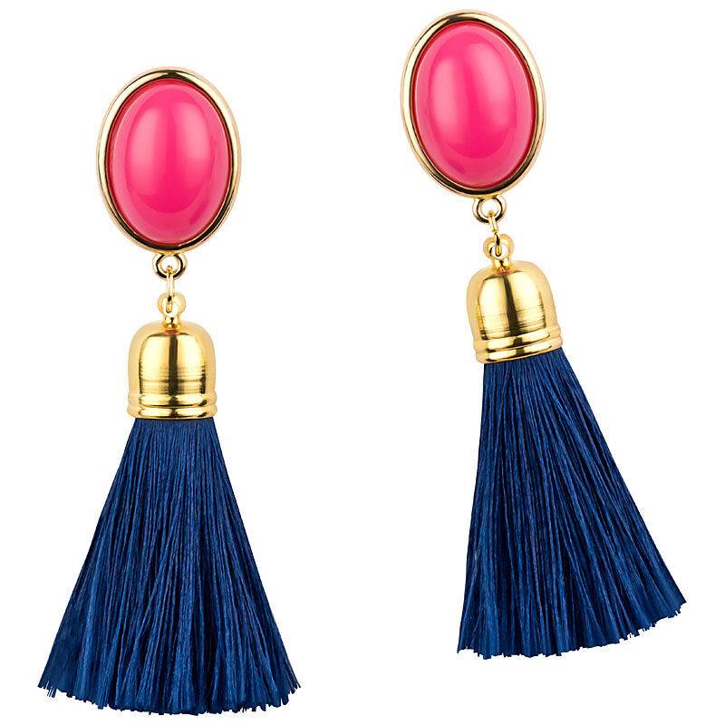 SchwesterSchwester Quasten Ohrringe als Ohrstecker in Pink mit dunkelblauer Quaste von AmuseToi Top Angebot