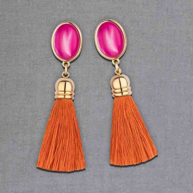 SchwesterSchwester Schimmernde pinkfarbene Ohrstecker mit Quaste in Rostorange von AmuseToi Saisonale Angebote
