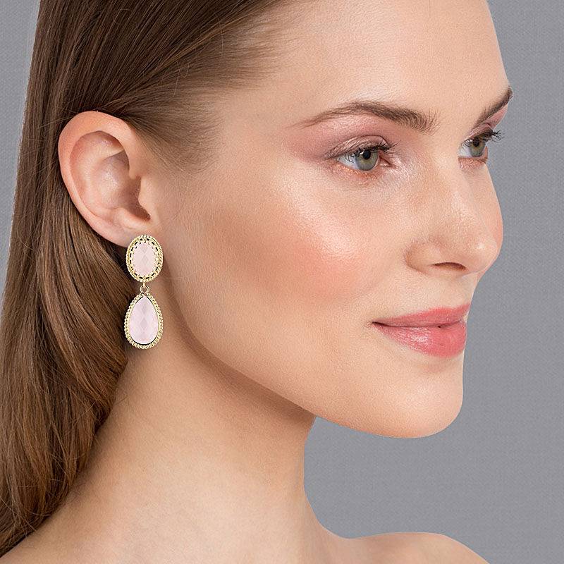 SchwesterSchwester Zartrosa Tropfenohrringe mit funkelnden facettierten Tropfen Neueste Mode