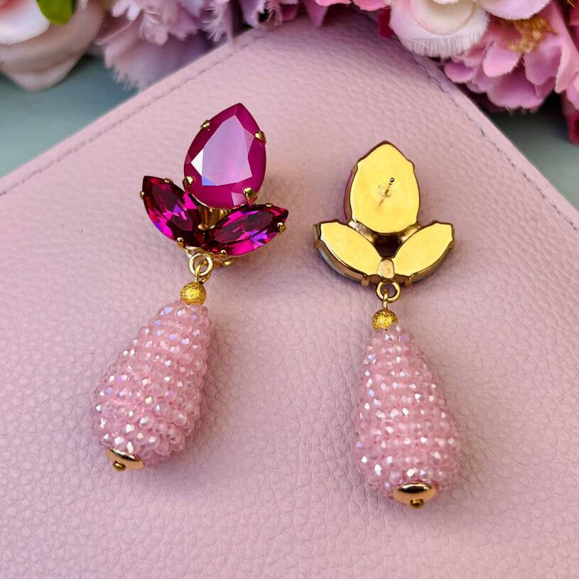 SchwesterSchwester Funkelnde Ohrstecker in Pink mit rosafarbenen Glitzertropfen von AmuseToi Riesige Ersparnisse