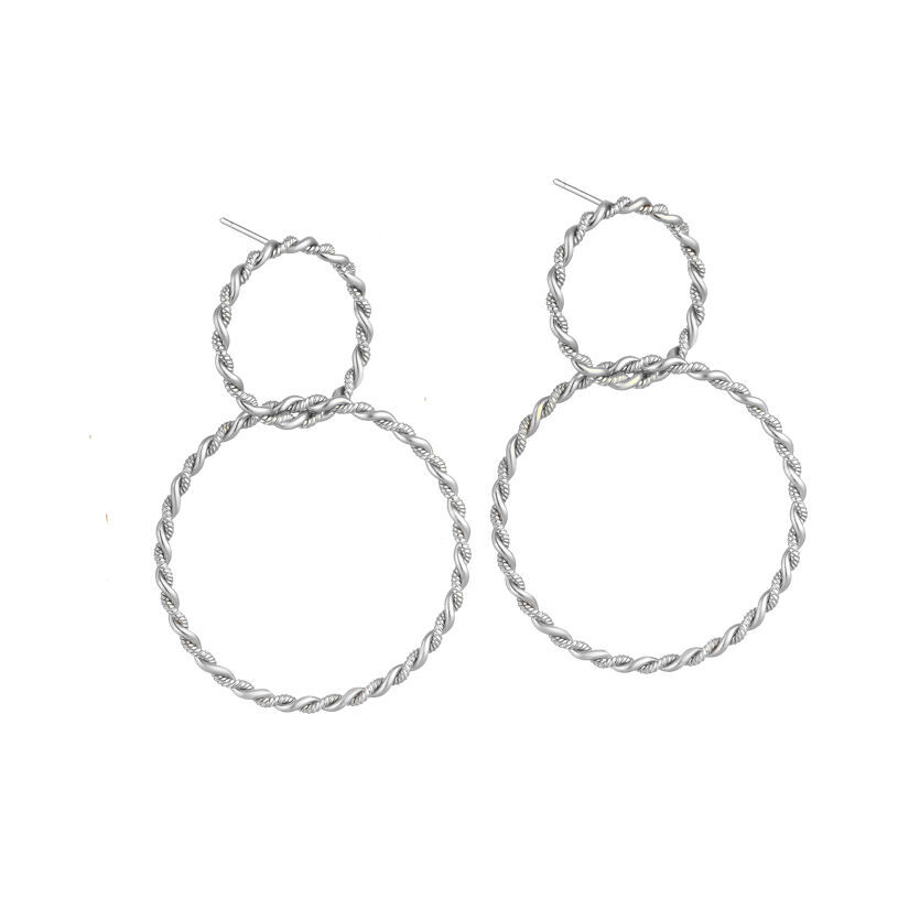 SchwesterSchwester Rhodinierte Ohrstecker aus zwei verschlungenen Ringen in Seiloptik Online Shopping
