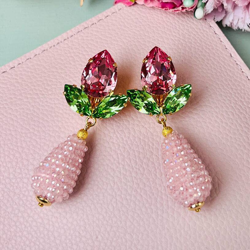 SchwesterSchwester Funkelnde Ohrstecker in Rosa und Grün mit glitzernden Tropfen Exklusivangebot