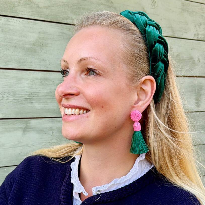 SchwesterSchwester Extravagante Perlen-Quastenohrringe in Rosa und Dunkelgrün JETZT KAUFEN