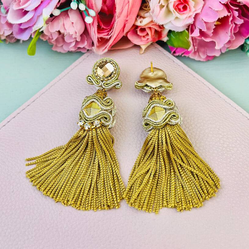 SchwesterSchwester Orientalisch anmutende Quastenohrringe in edlem Gold Clearance-Verkauf