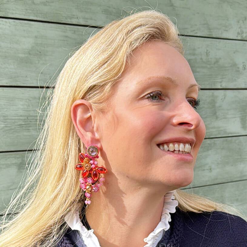 SchwesterSchwester Vorbestellbar - Große Soutache-Ohrringe in Pink, Rosa und Orange Günstiger Verkauf