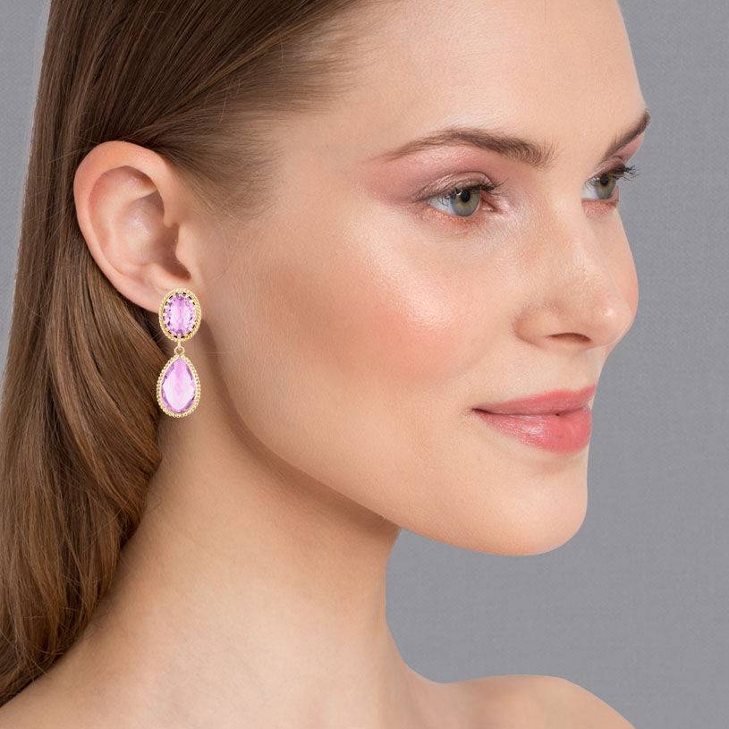 SchwesterSchwester Violette Tropfenohrringe mit funkelnden facettierten Tropfen Online Shopping