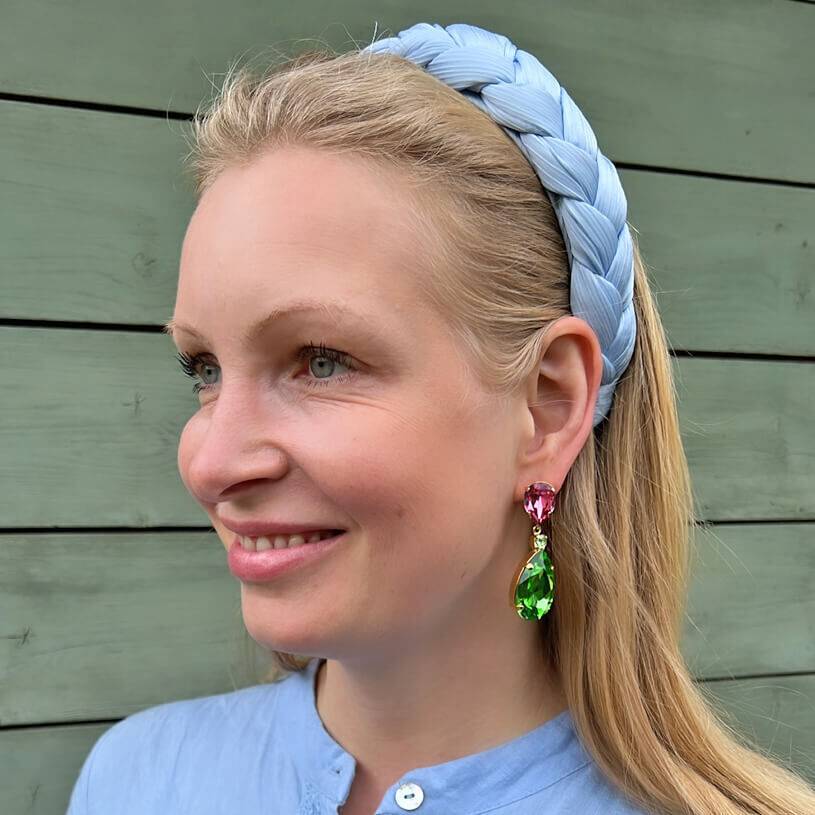 SchwesterSchwester Funkelnde Ohrstecker mit Glas-Kristallen in Grün und Rosa Valentinstagsangebot