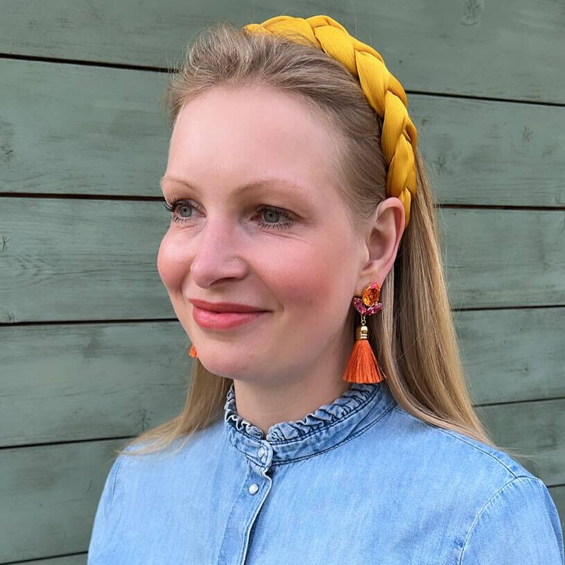 SchwesterSchwester Glitzernde Ohrstecker mit Glas-Kristallen in Pink und Orange mit edler Quaste Lagerräumung