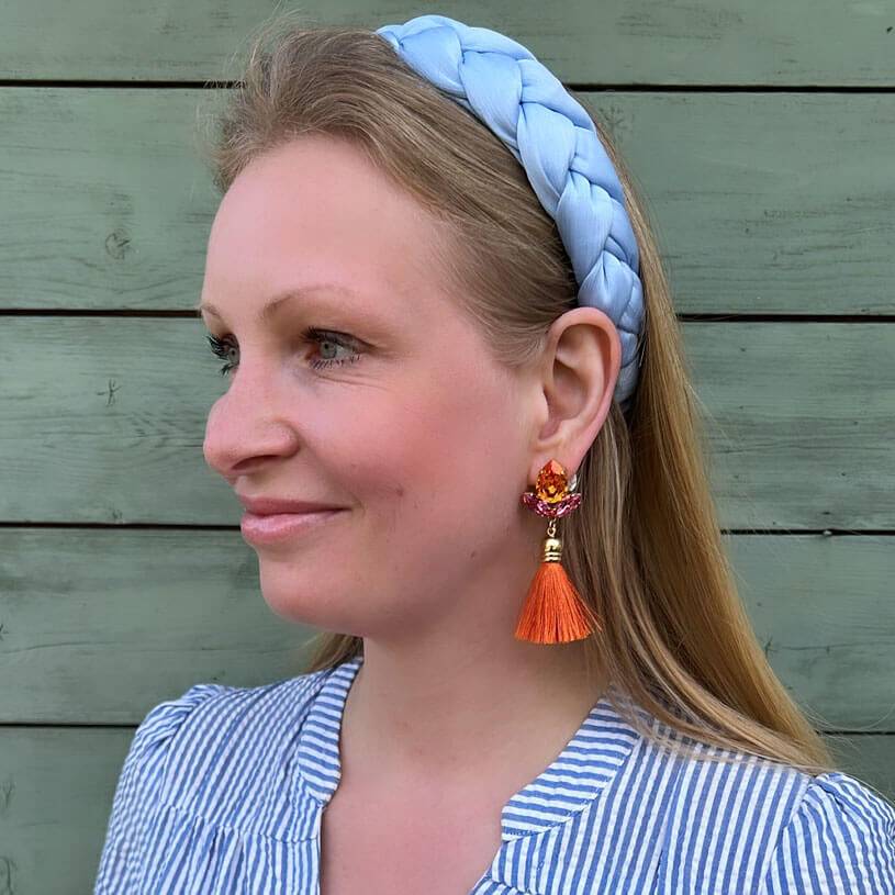 SchwesterSchwester Glitzernde Ohrstecker mit Glas-Kristallen in Pink und Orange mit edler Quaste Lagerräumung