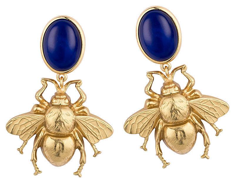 SchwesterSchwester Dunkelblauer Ohrstecker mit vergoldeter Hummel von AmuseToi Outlet