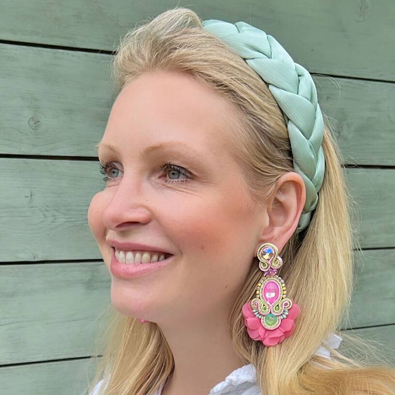 SchwesterSchwester Außergewöhnliche Soutache-Ohrringe in Rosa Super Sparpreis