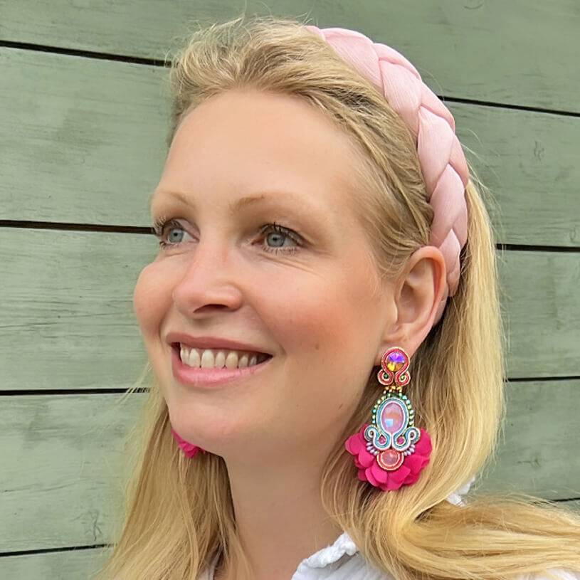 SchwesterSchwester Außergewöhnliche Soutache-Ohrringe in leuchtendem Pink Letzte 2 Tage