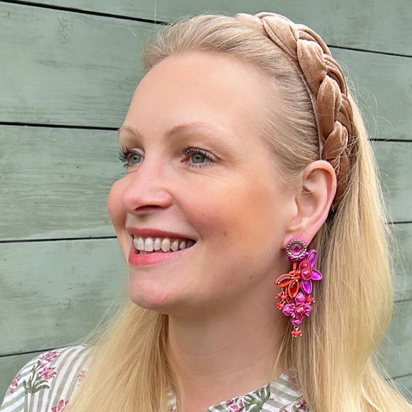 SchwesterSchwester Große Soutache-Ohrringe in Pink, Orange und Violett Rabatte dieses Monats