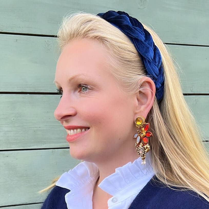 SchwesterSchwester Große Soutache-Ohrringe in Gold, Champagner und Braun im Angebot