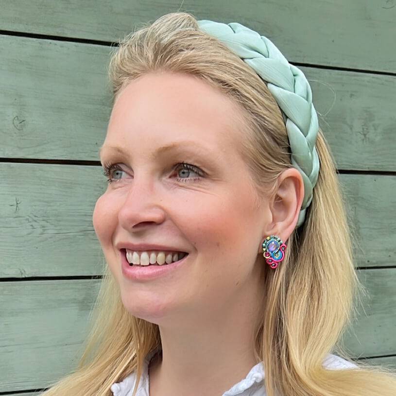 SchwesterSchwester Schöne Soutache-Ohrringe in Pink und Blau Günstiger Verkauf