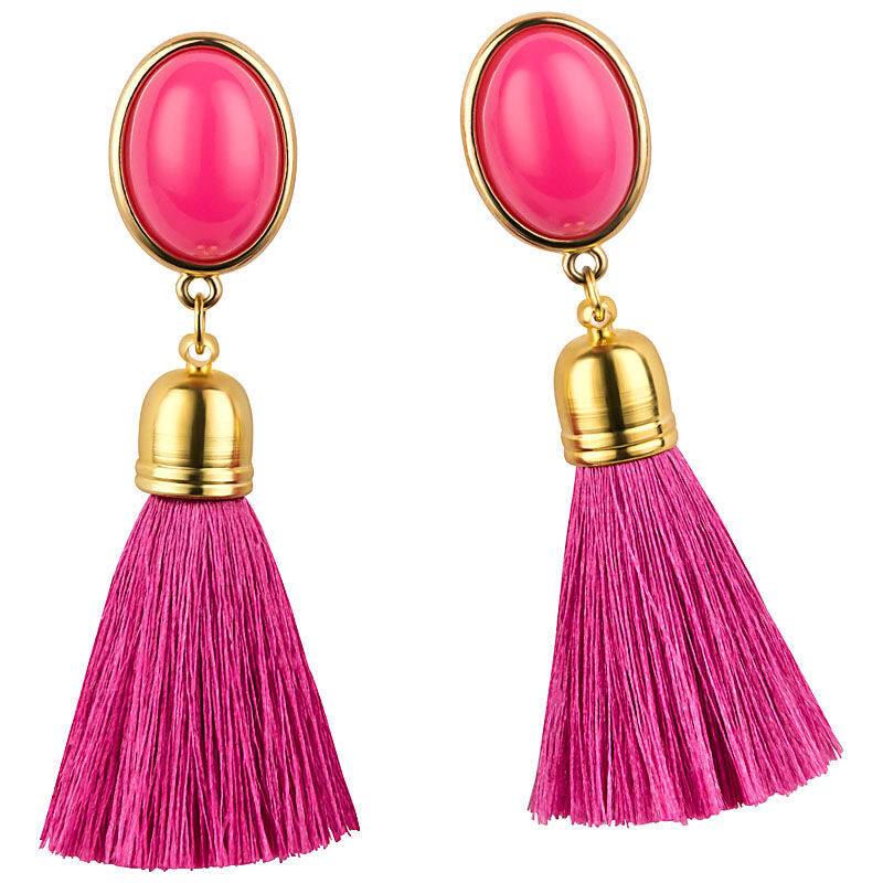 SchwesterSchwester Quasten Ohrringe als Ohrstecker in Pink mit pinkfarbener Quaste von AmuseToi Große Rabatte