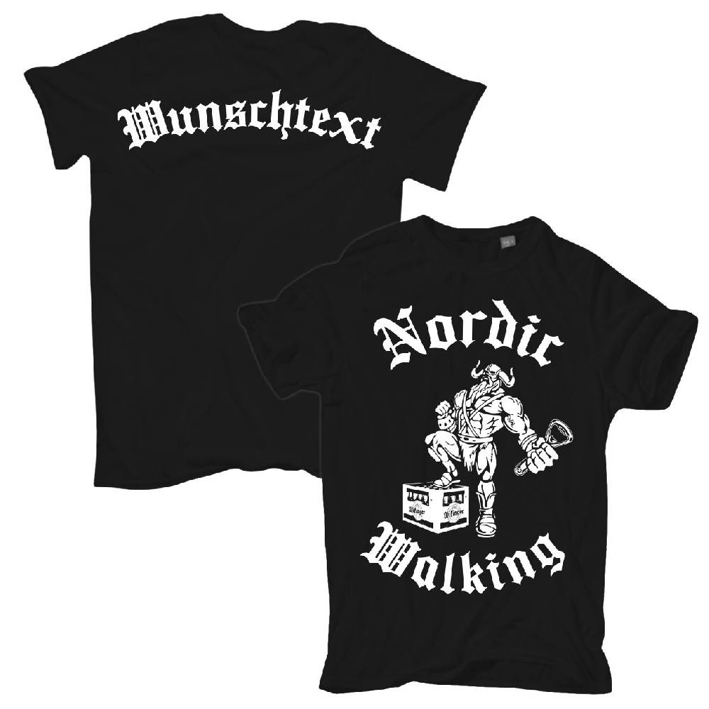 Spass Kostet Männer T-Shirt WUNSCHTEXT Wikinger mit Bier Nordic Walking M bis XXL