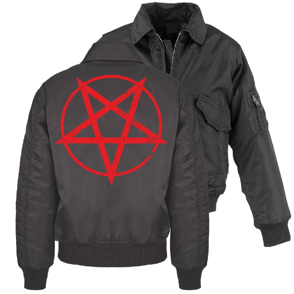 Spass Kostet CWU Bomberjacke mit Kragen PENTAGRAMM