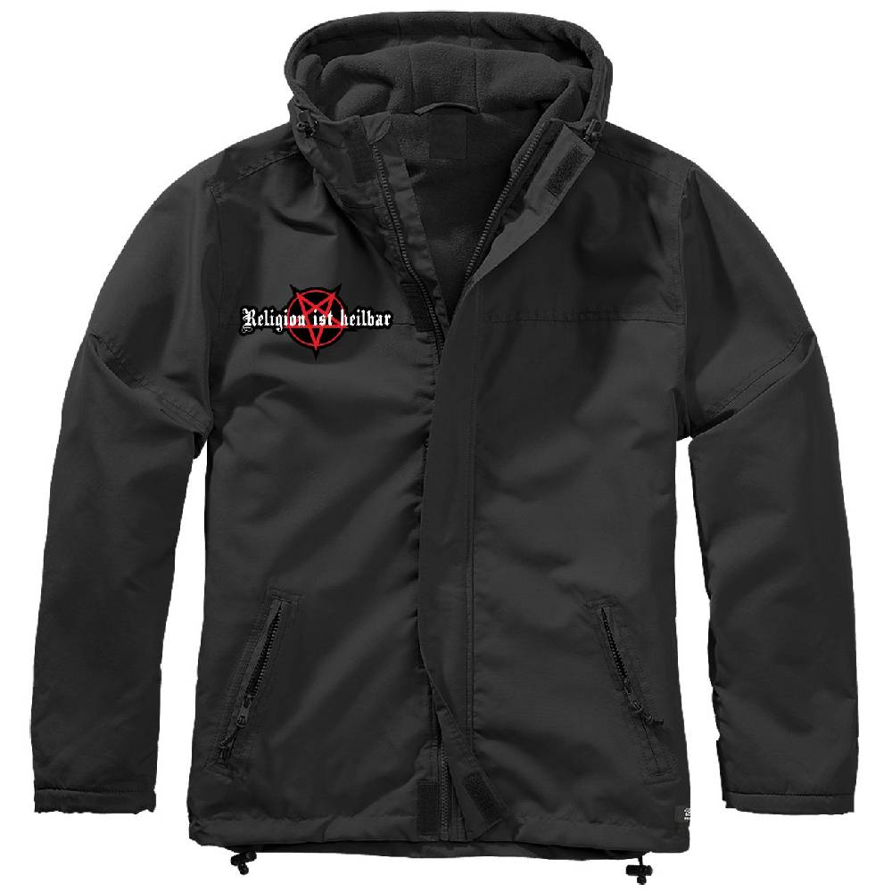 Spass Kostet Gefütterter Windbreaker Jacke mit Aufnäher Religion ist heilbar 666 Größe S bis 7XL